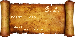 Baló Lola névjegykártya